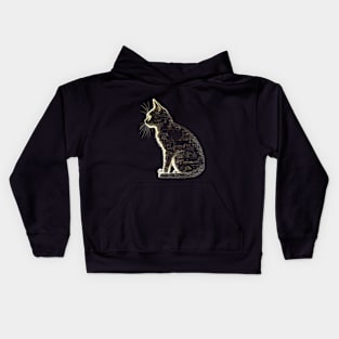 cat sitting in the darkness Kids Hoodie